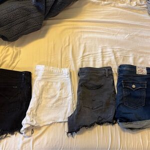 4 Pairs Jean Shorts 3 Hudson and 1 True Religion Sz 34